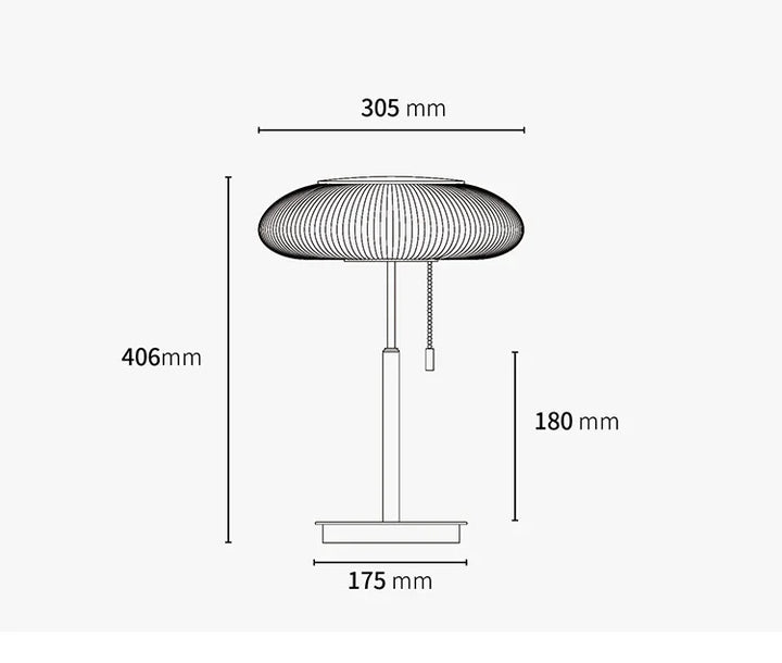 Measurement chart of a lamp with dimensions labeled
