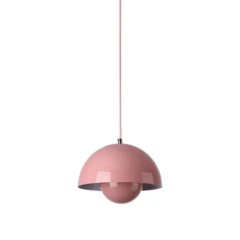 Pink pendant lamp on a white background