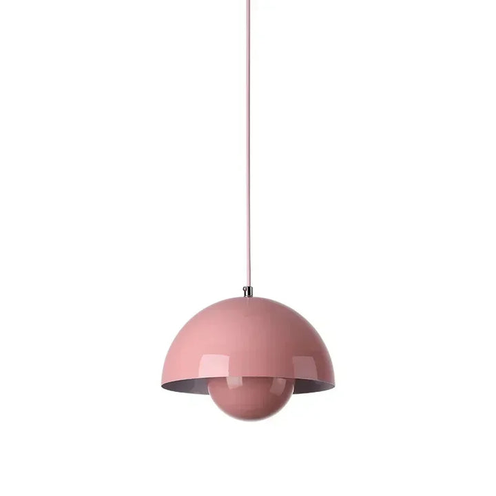 Pink pendant lamp on a white background