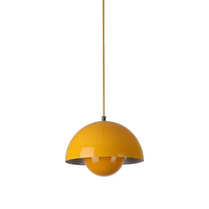 Yellow pendant lamp on a white background