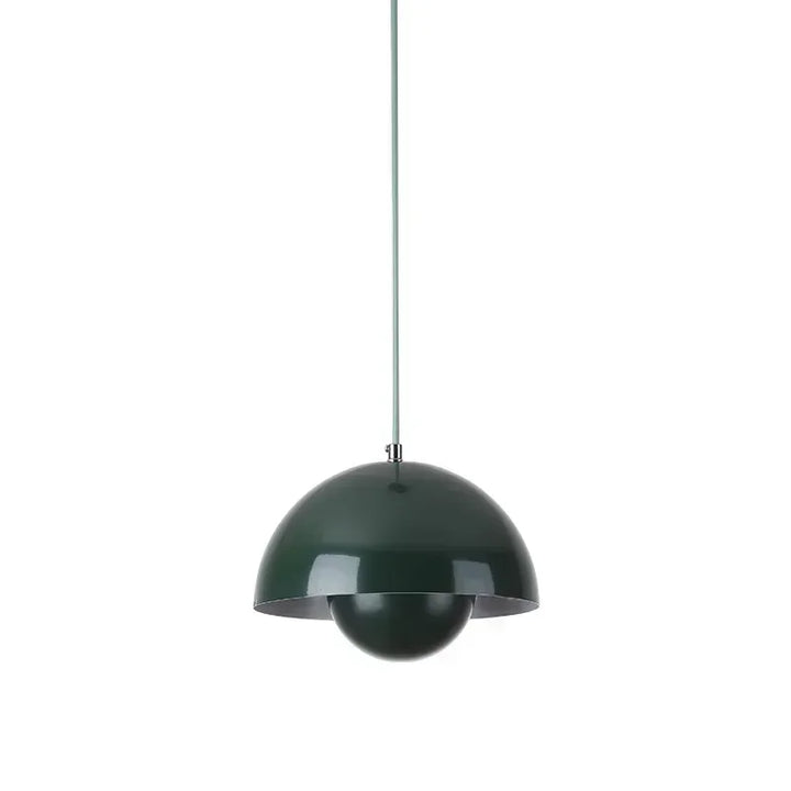 Green pendant lamp on a white background