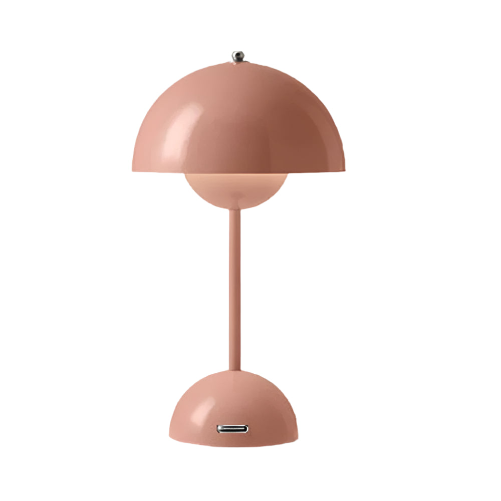 Pink table lamp with a white background