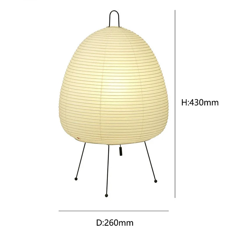 Beige lamp with dimensions labeled on a white background
